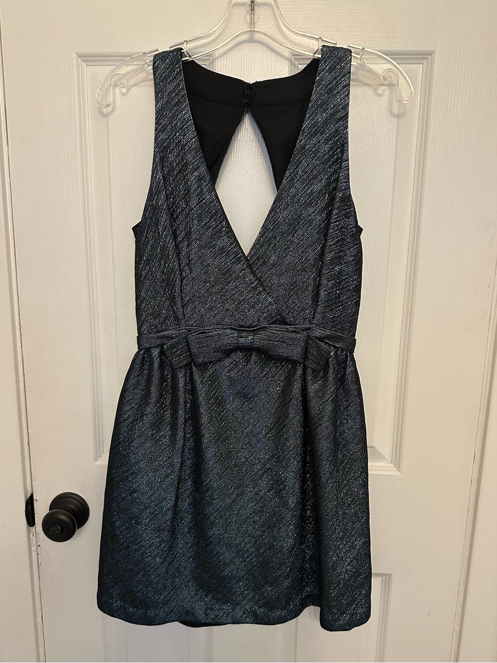 Parker Black Shimmer V-Neck Mini Dress